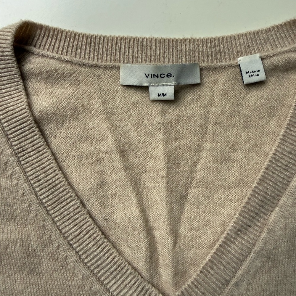 Vince Women's V-Neck Sweater in Light Beige
